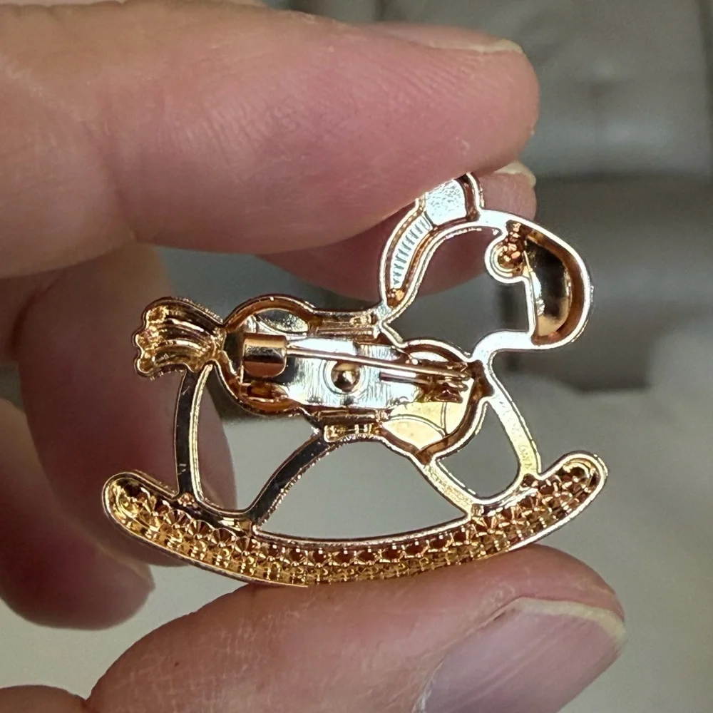 Red and Gold Rocking Horse Brooch.